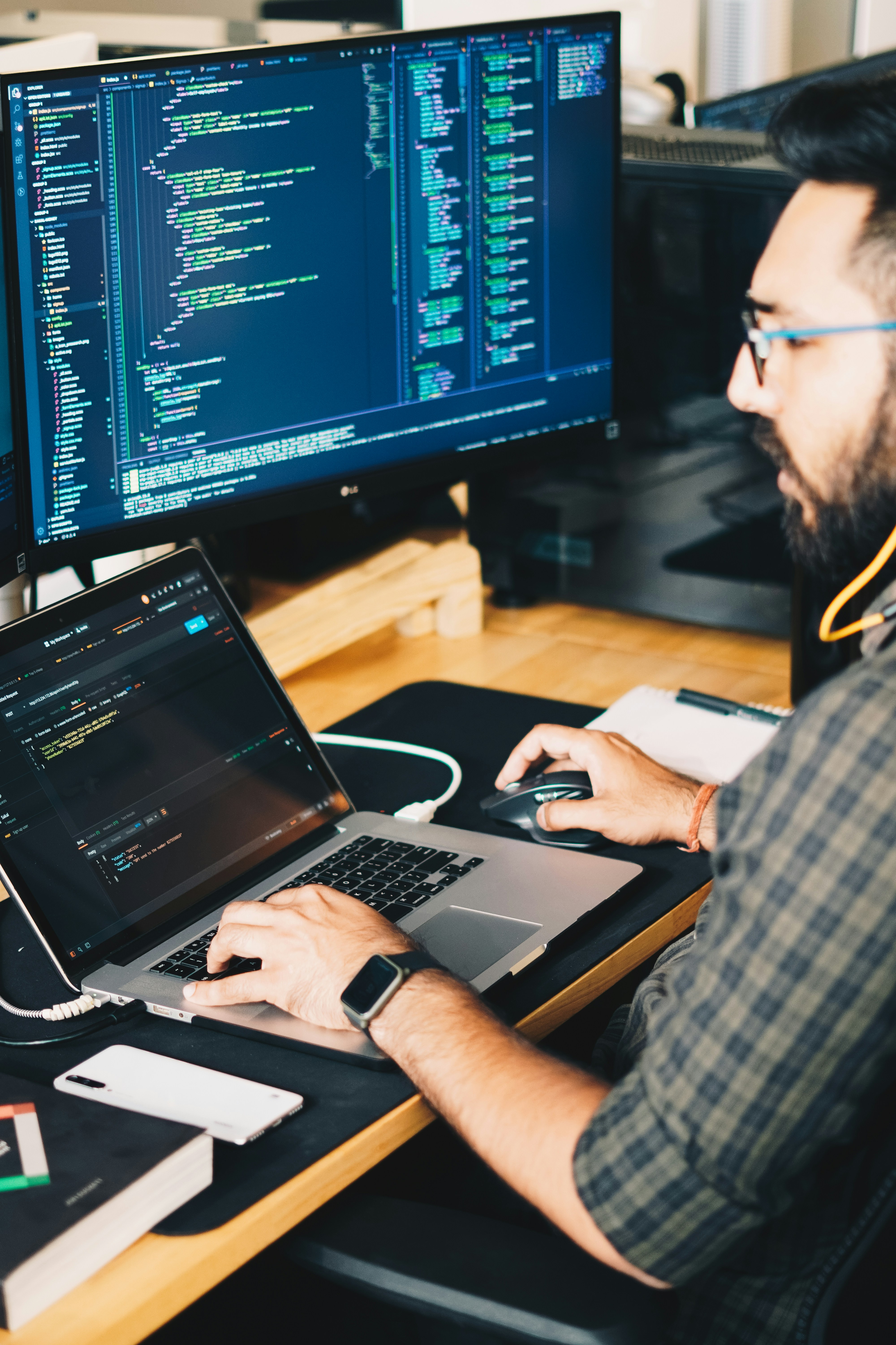 Developer working on code